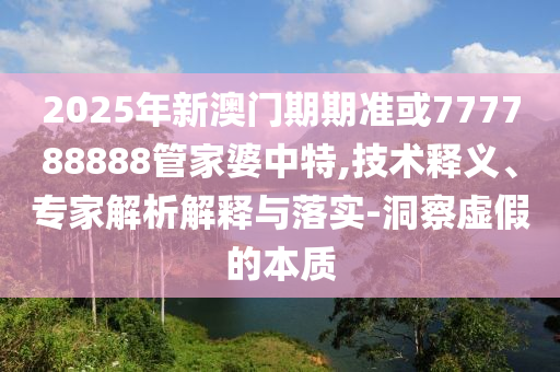 2025年新澳门期期准或777788888管家婆中特,技术释义、专家解析解释与落实-洞察虚假的本质